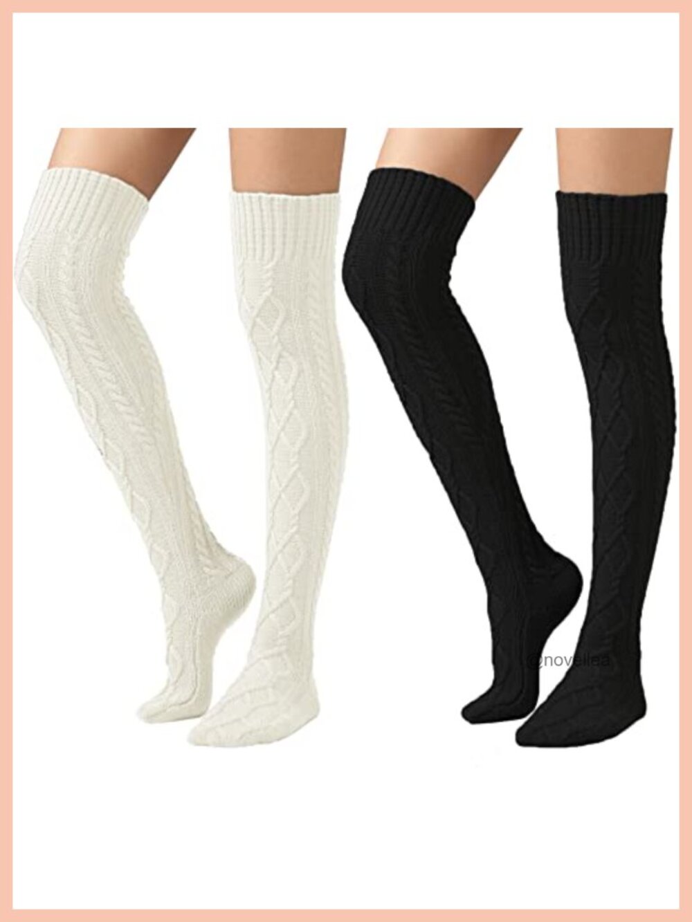 Cable Knit Thigh High Boot Socks Extra Long Winter Leg Warmers Acrylic